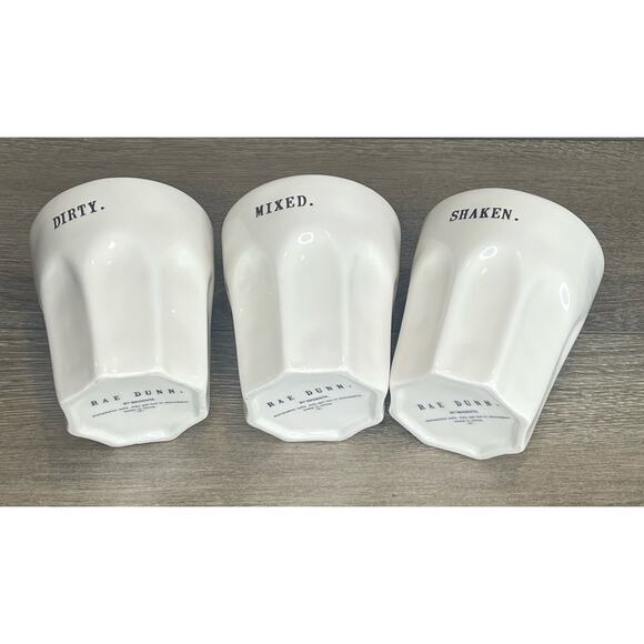 Rae Dunn Ceramic DRINKING GLASS Set (3) Glassware 8oz DIRTY MIXED SHAKEN Martini - Picture 3 of 10